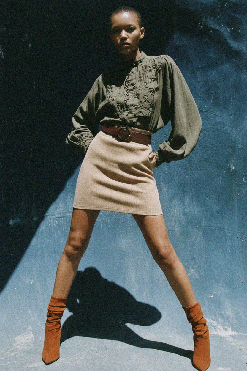 Fitted Ribbed Knit Mini Skirt photo 5