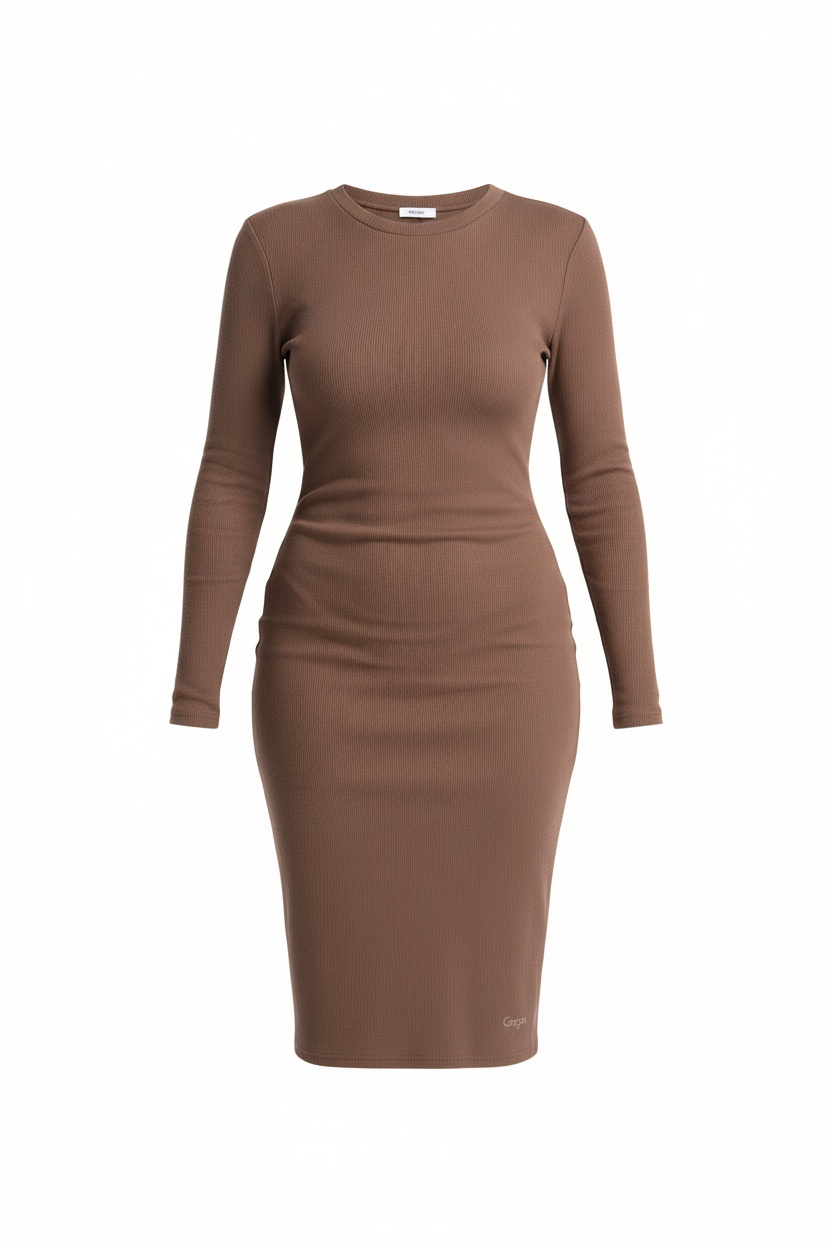 Ribbed Long Sleeve Midi Dress photo 1