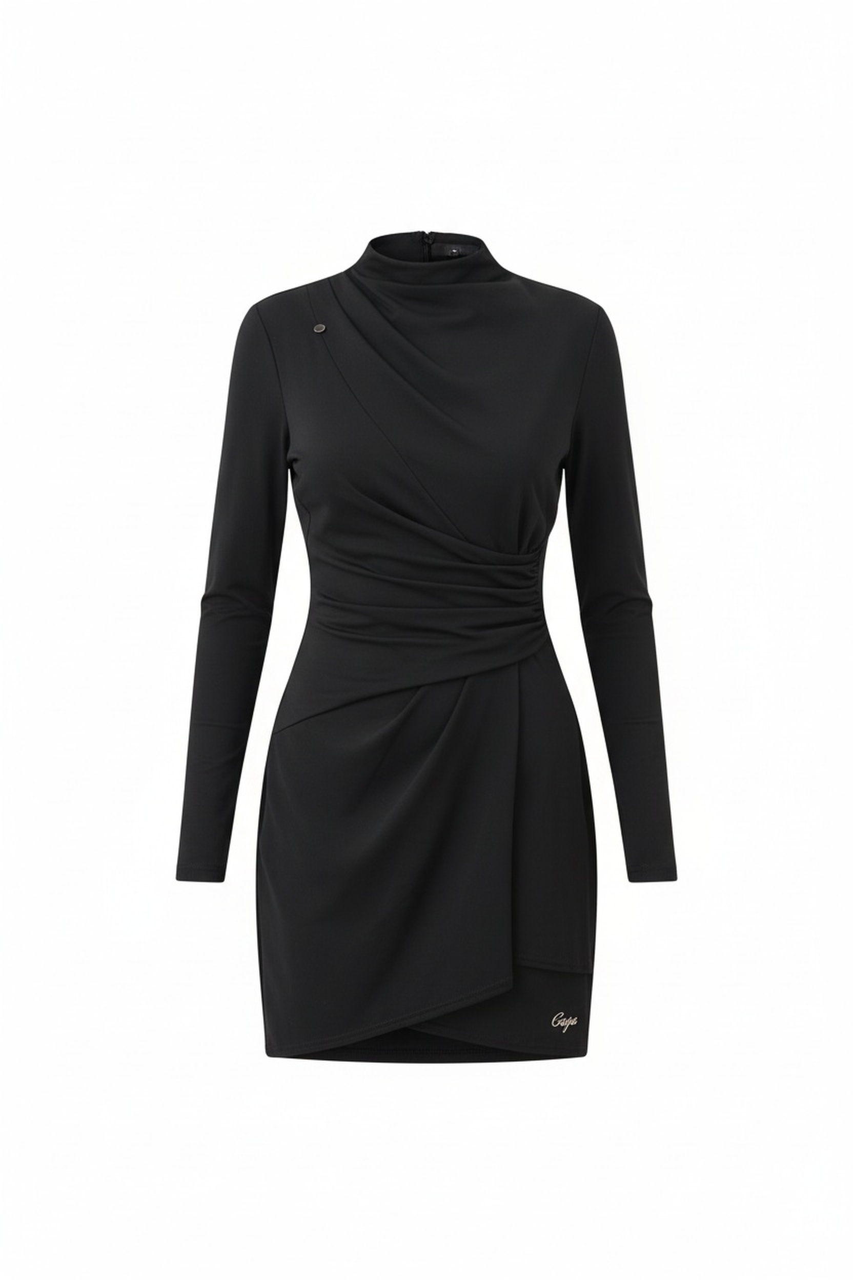 Elegant Black Draped Mini Dress photo 1