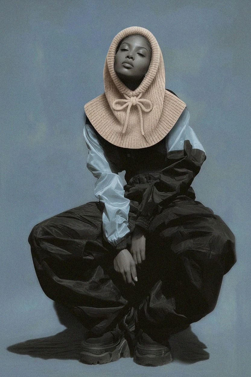 Cozy Knitted Hooded Scarf Snood photo 3