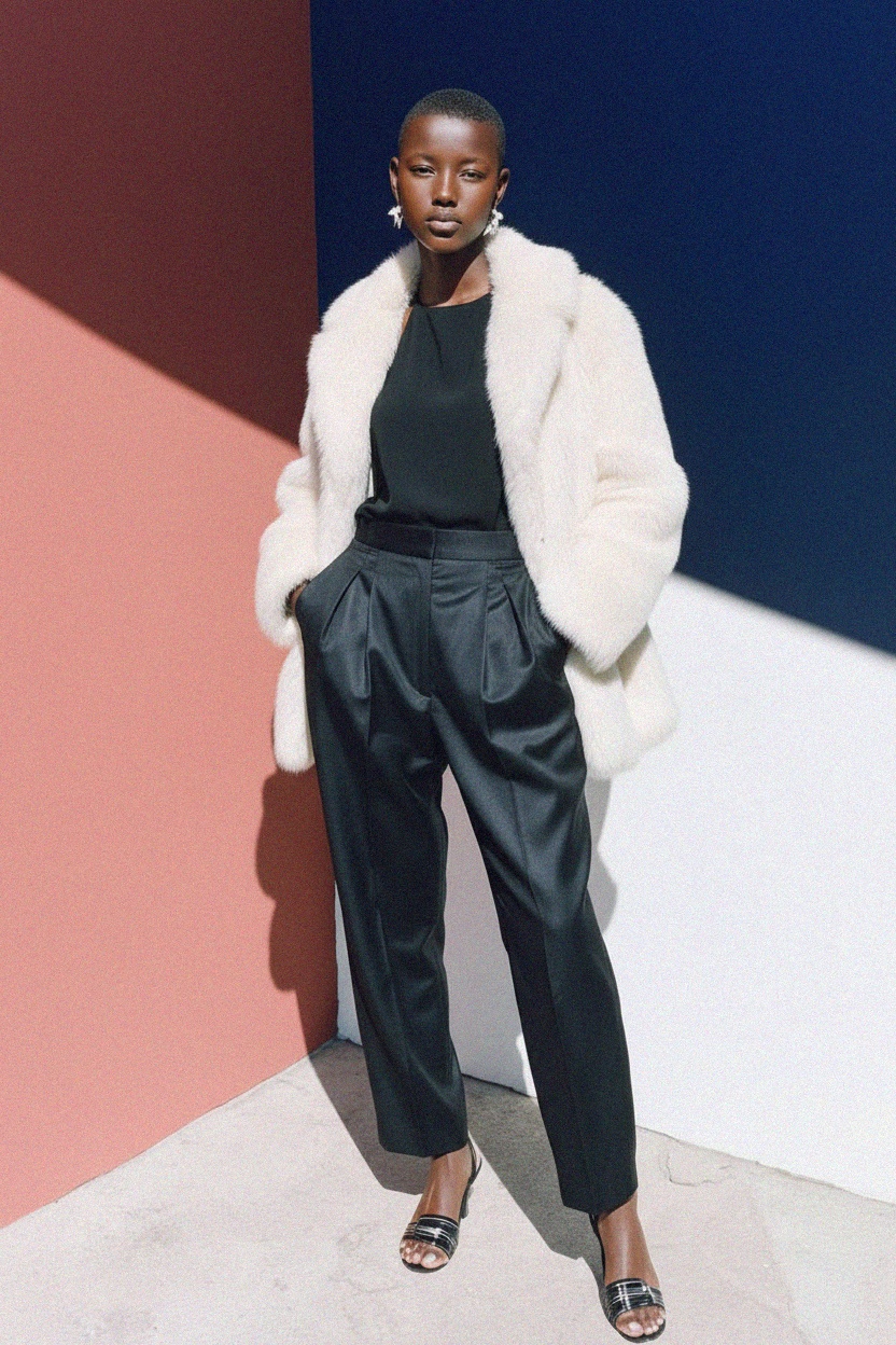 Chic White Faux Fur Coat photo 3