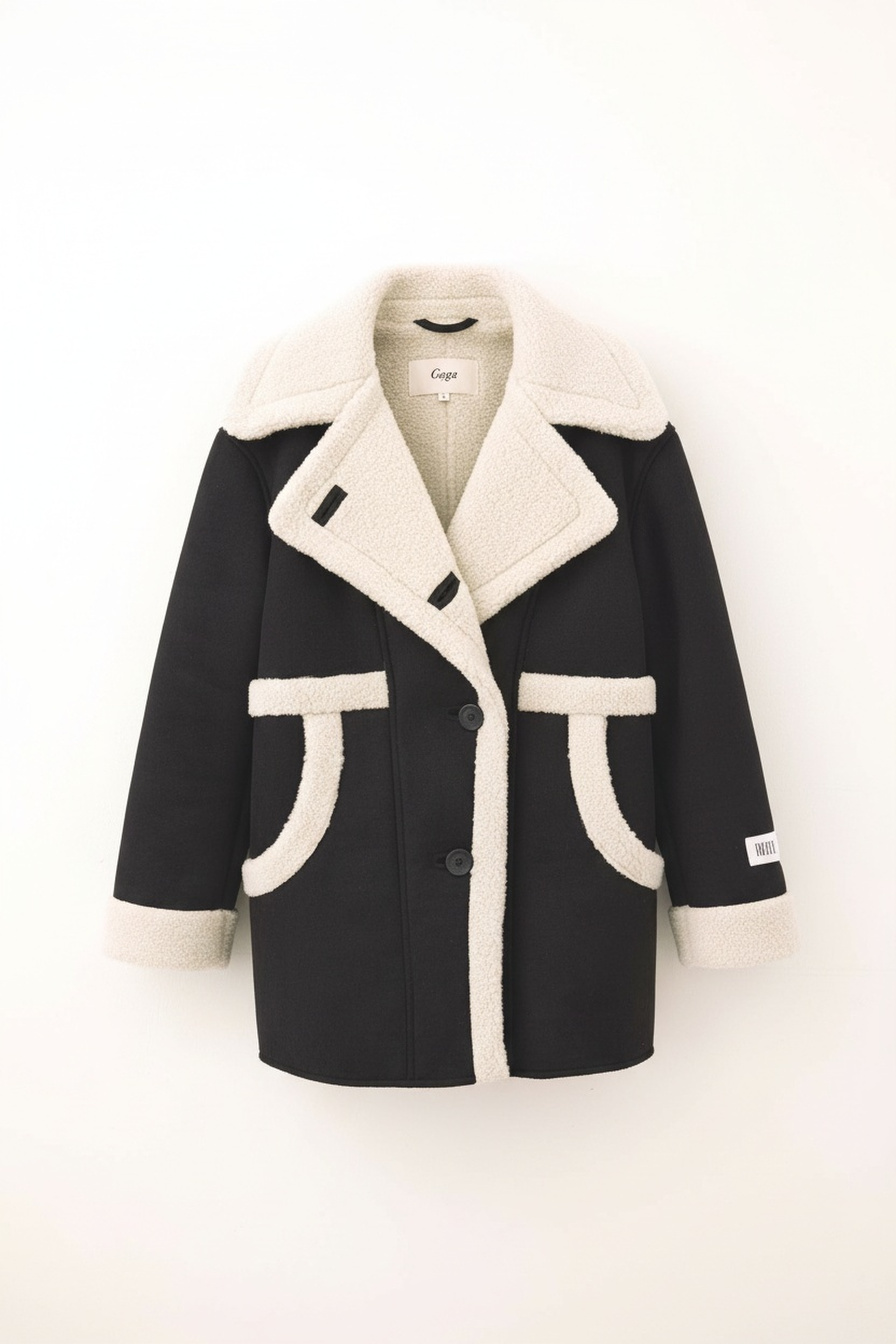 Oversized Black Shearling-Lined Coat photo 1