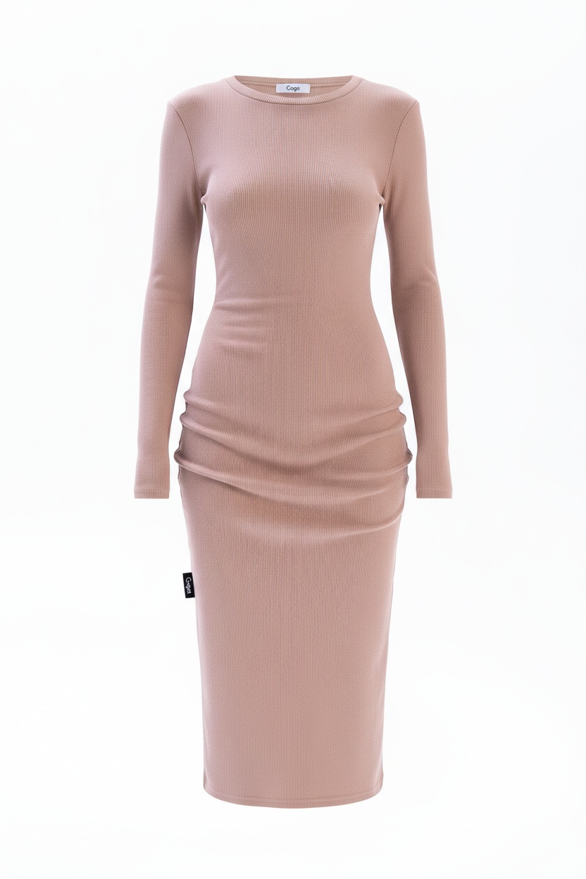 Ribbed Knit Long Sleeve Midi Dress photo 1