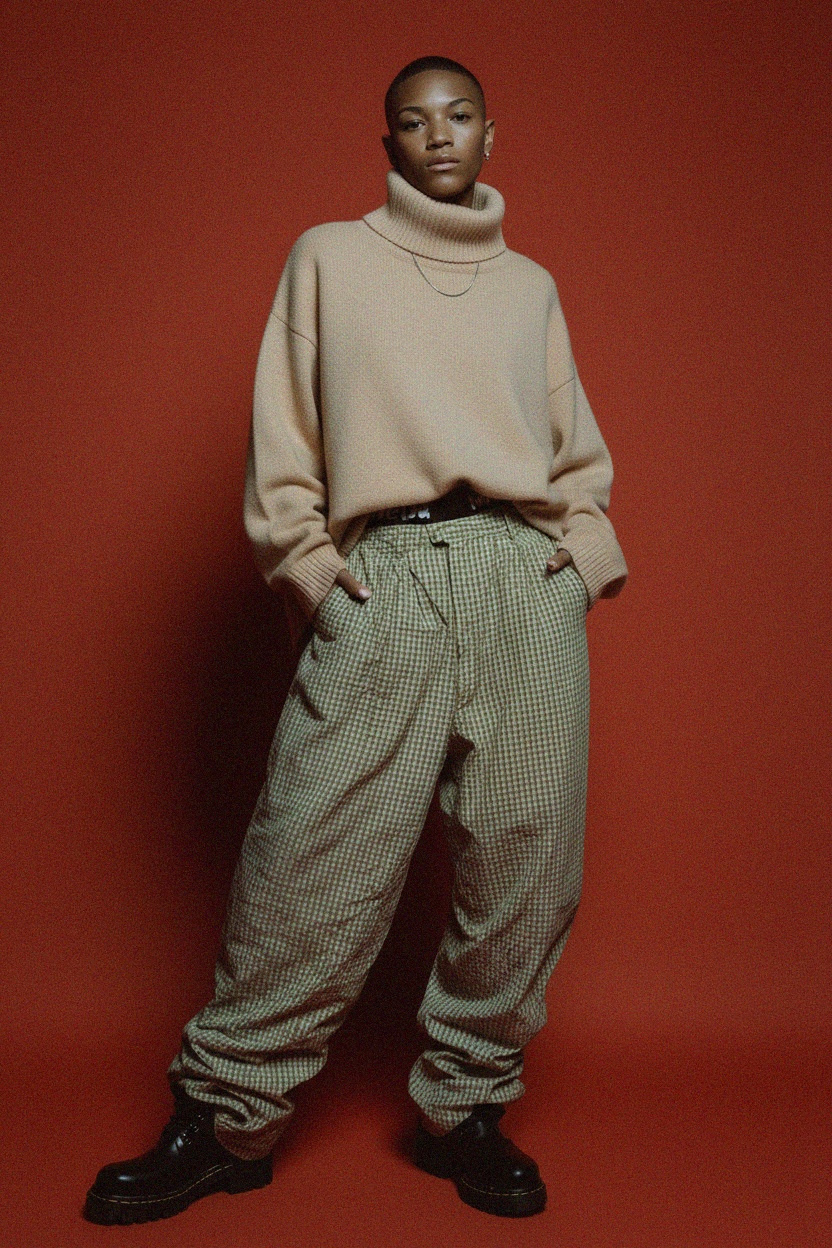 Cozy Beige Oversize Turtleneck Sweater photo 2