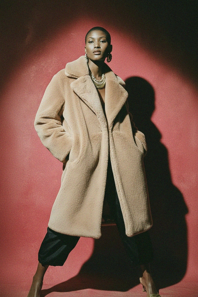 Cozy Faux Fur Coat with Wide Lapels photo 4