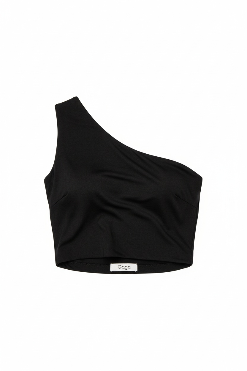 Chic Black One-Shoulder Cropped Top photo 1