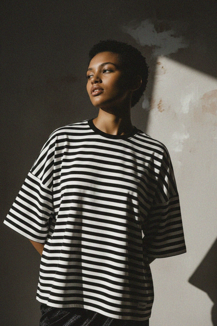 Oversize Black & White Striped T-shirt photo 3