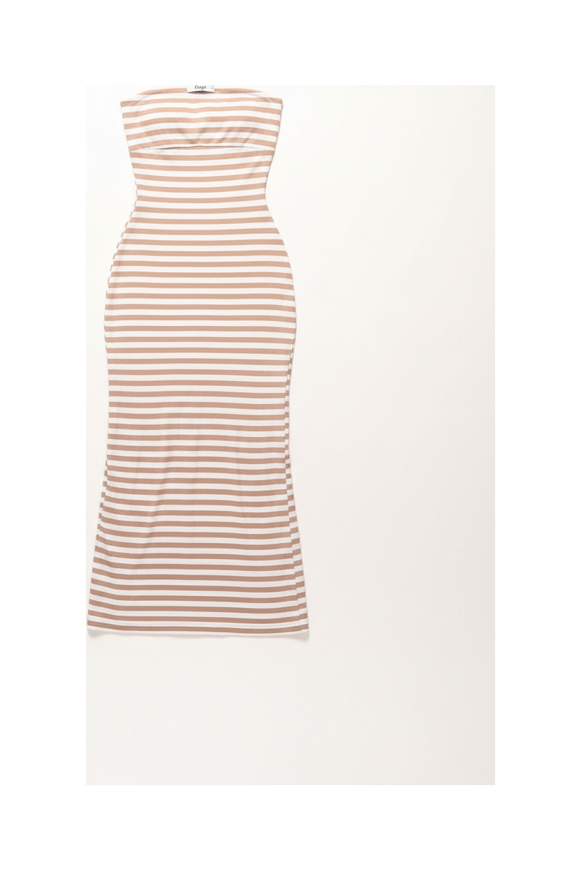 Striped Strapless Maxi Dress photo 1