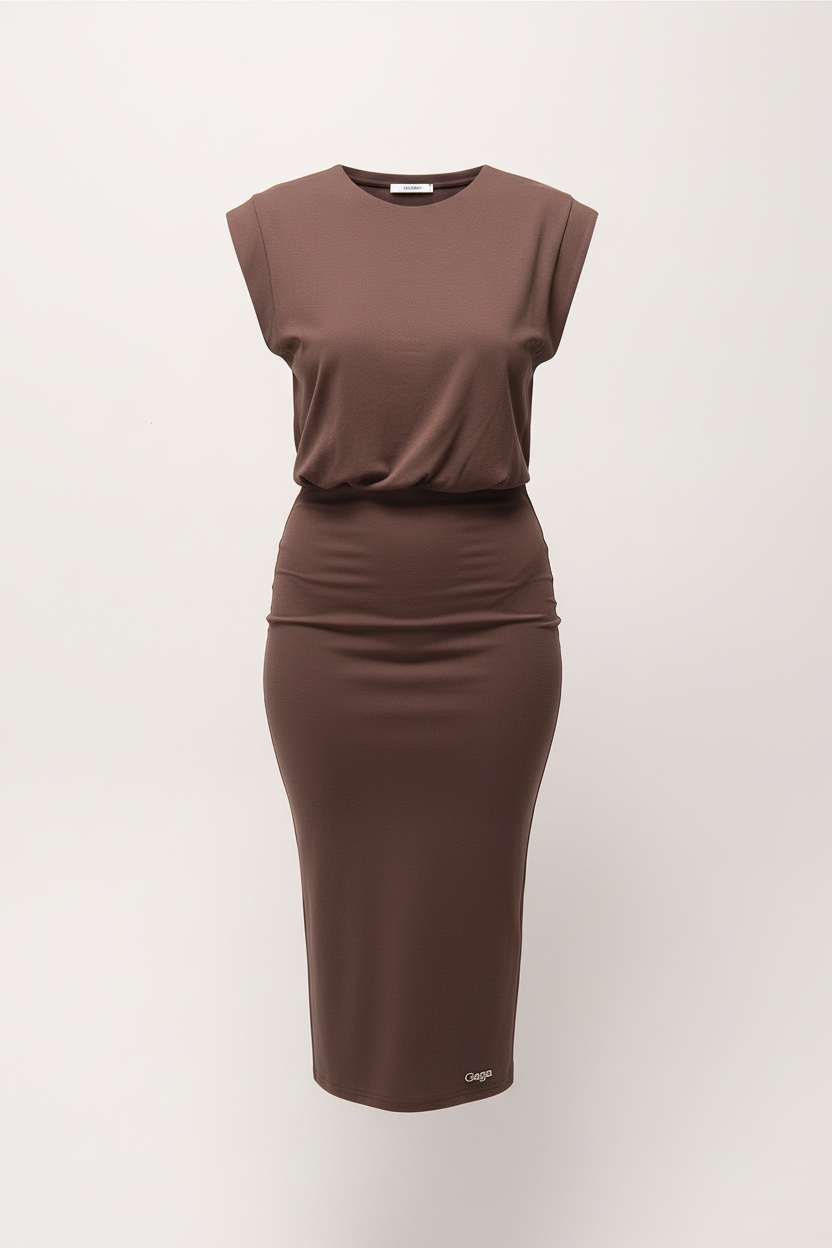 Stylish Brown Midi Dress photo 1