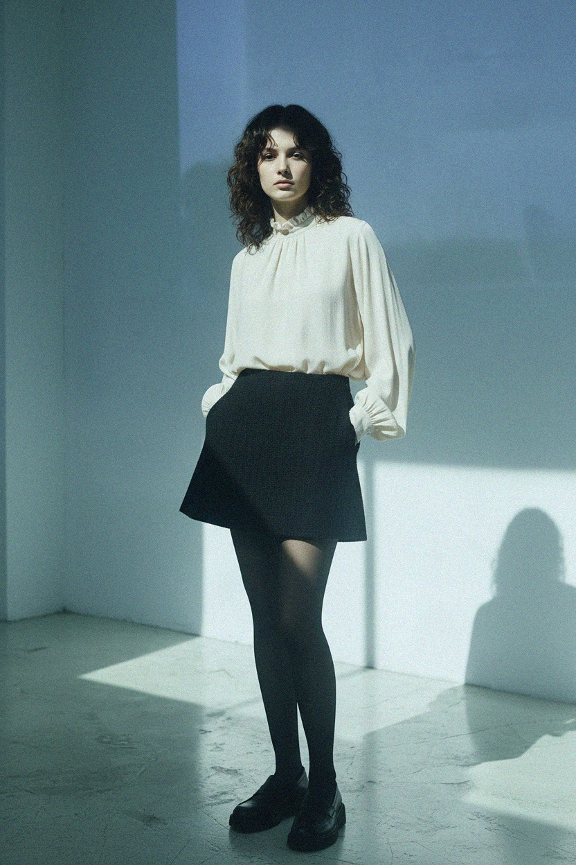 Chic Black Textured Mini Skirt photo 2