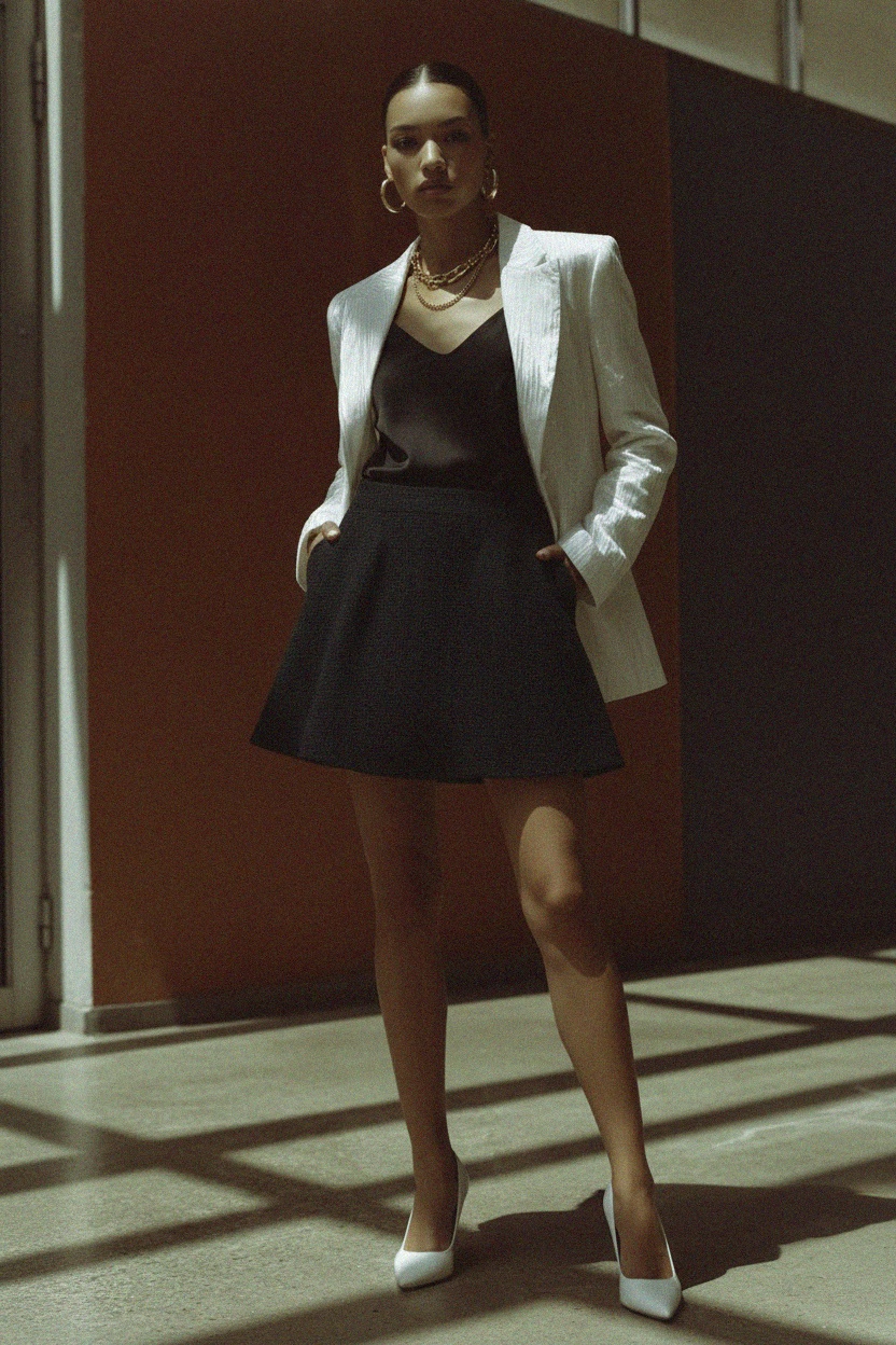 Chic Black Textured Mini Skirt photo 3