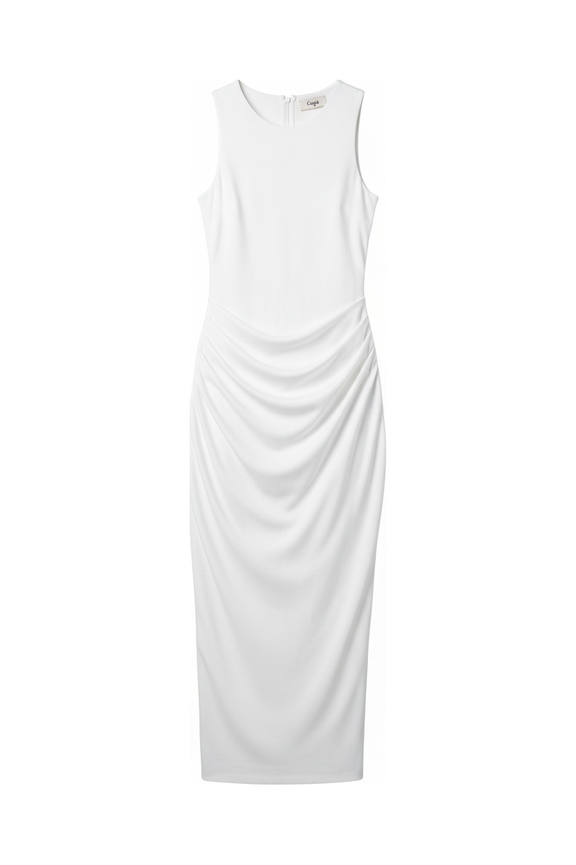Elegant White Sleeveless Midi Dress photo 1