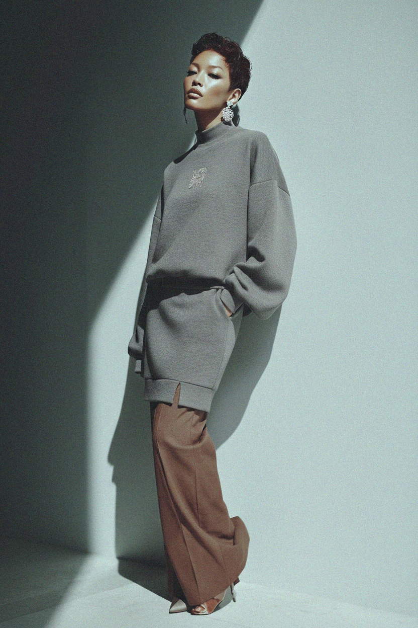 Grey Oversize Sweatshirt & Mini Skirt Co-ord Set photo 4