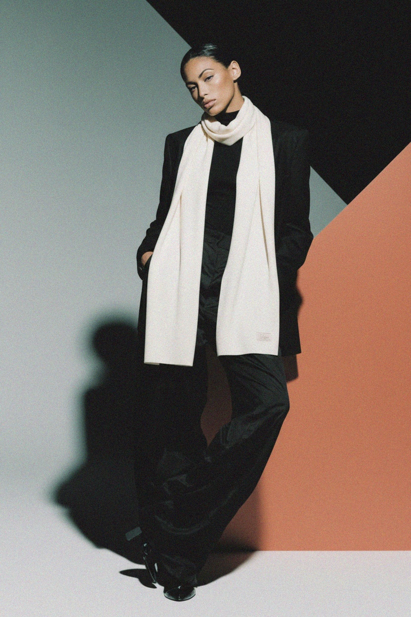 Soft Knit Scarf in Cream White photo 3