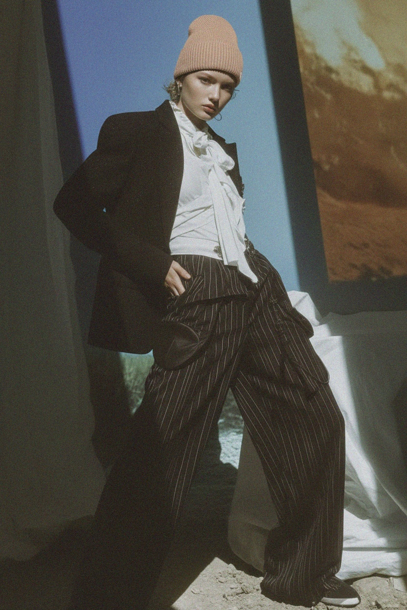 Ribbed Knit Beige Beanie photo 3