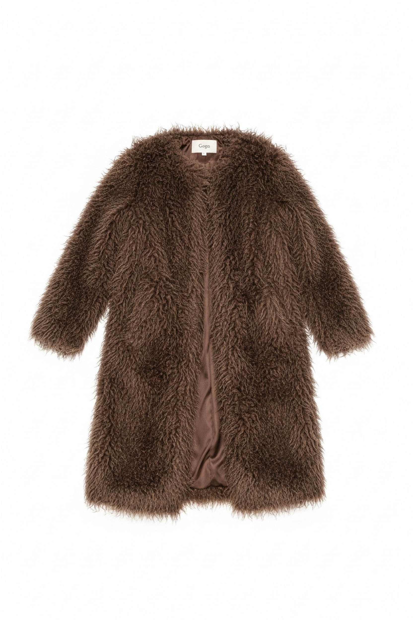 Oversize Brown Shaggy Faux Fur Long Coat photo 1