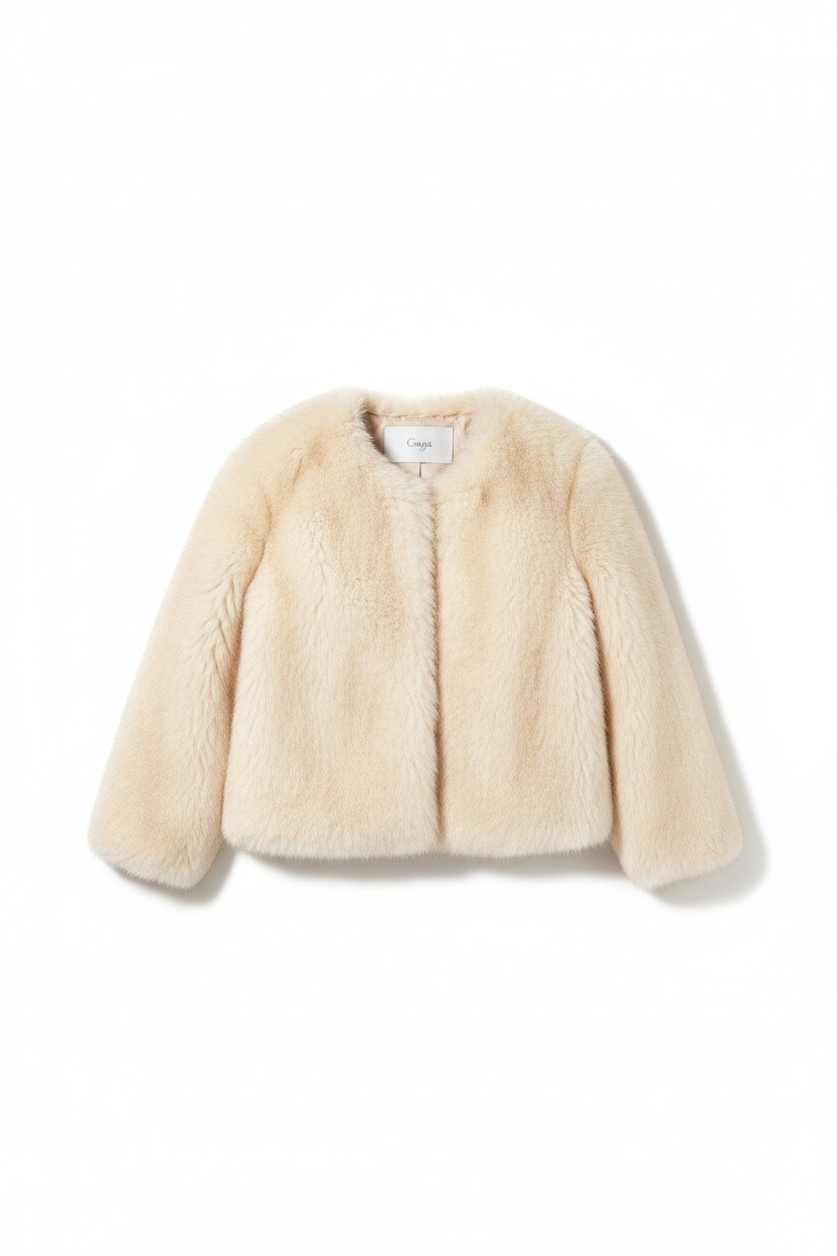 Fluffy Beige Faux Fur Short Coat photo 1