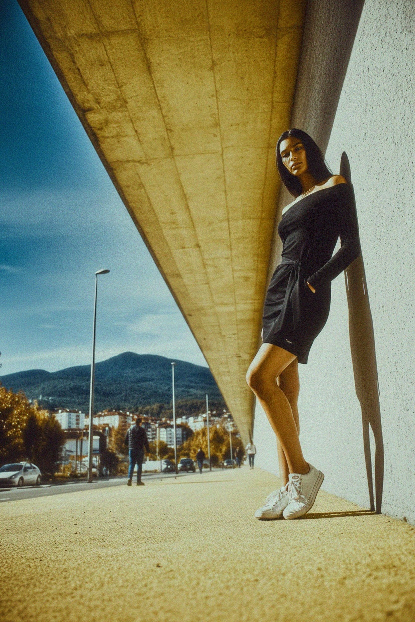 Black Off-Shoulder Mini Dress with Tie Waist photo 2