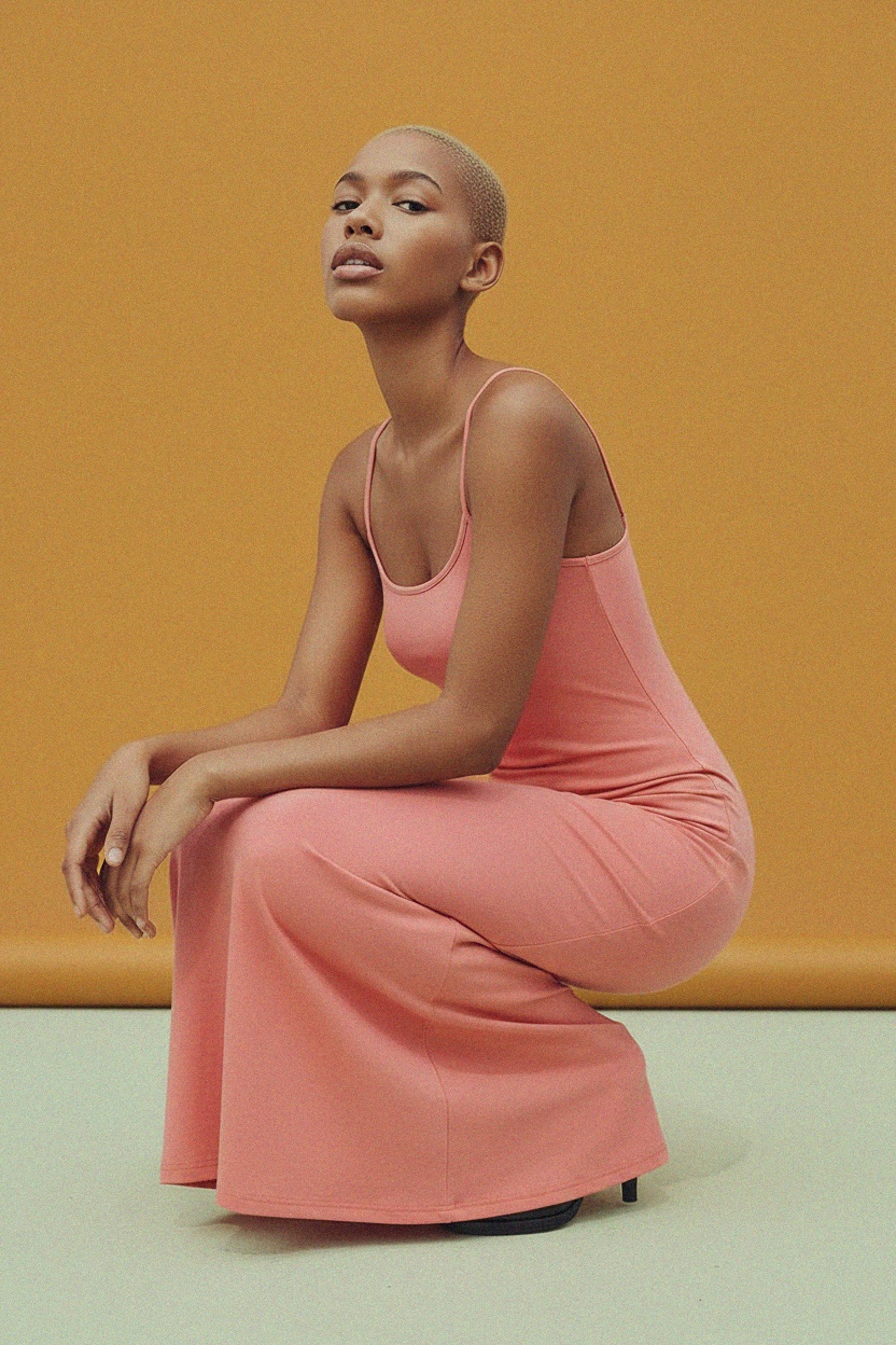 Sleeveless Bodycon Maxi Dress in Coral Pink photo 3