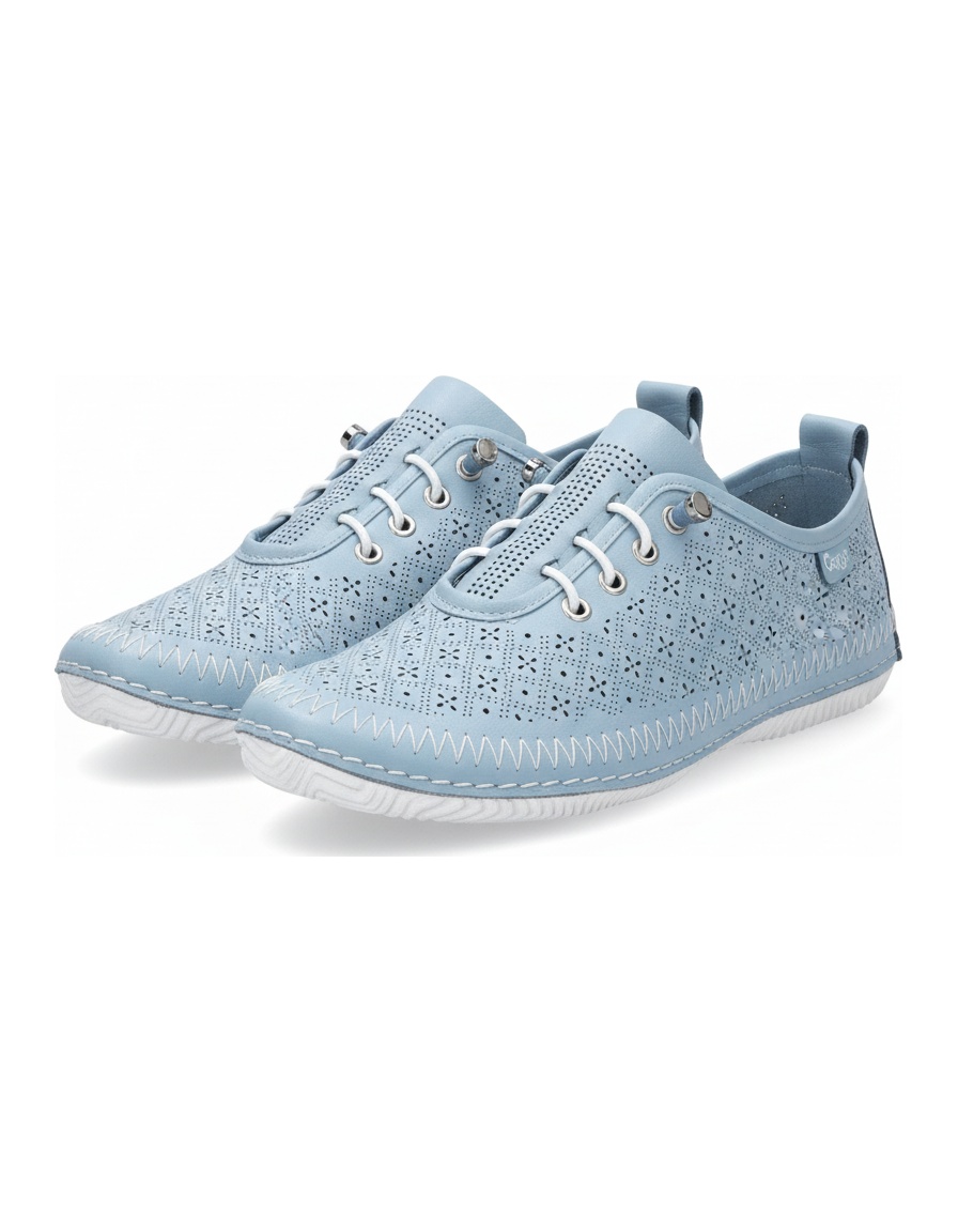 Light Blue Perforated Slip-On Casual Sneakers photo 1