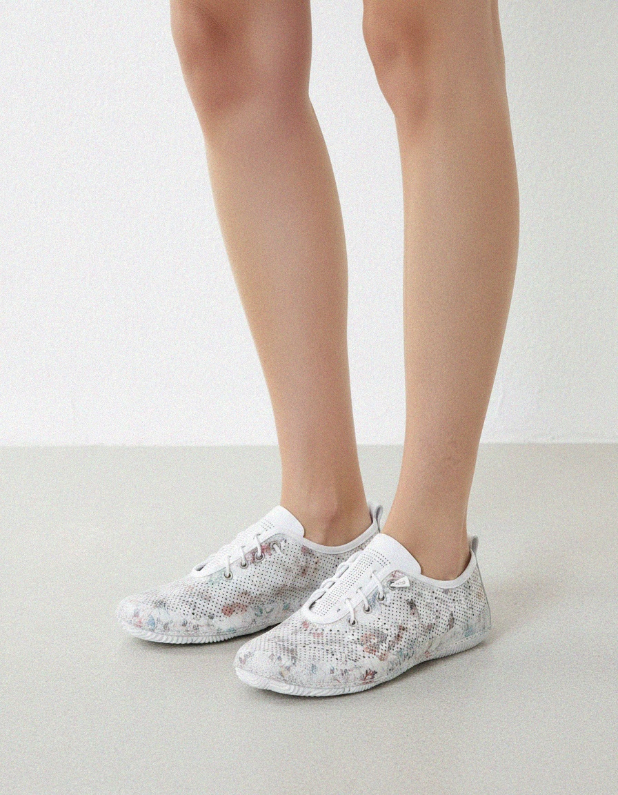 White Perforated Floral Slip-On Sneaker photo 2