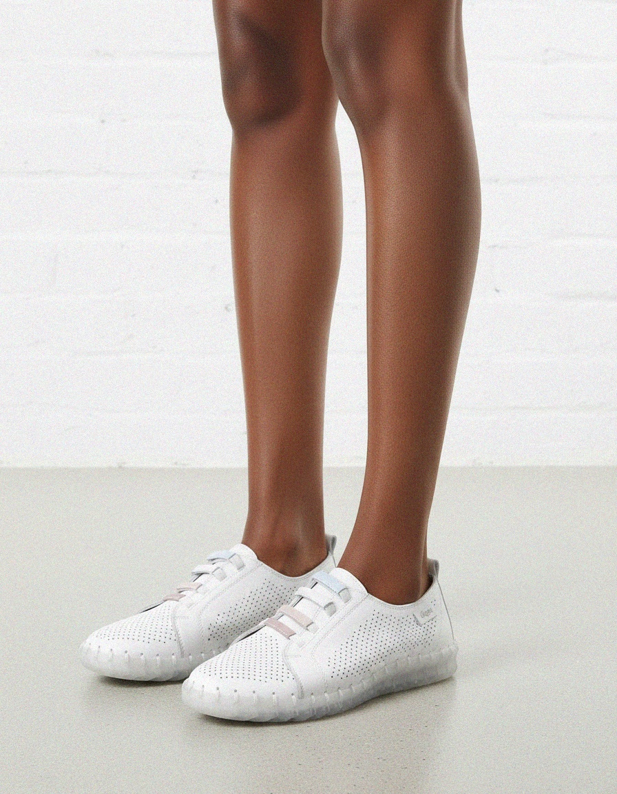 White Perforated Slip-On Sneakers photo 2