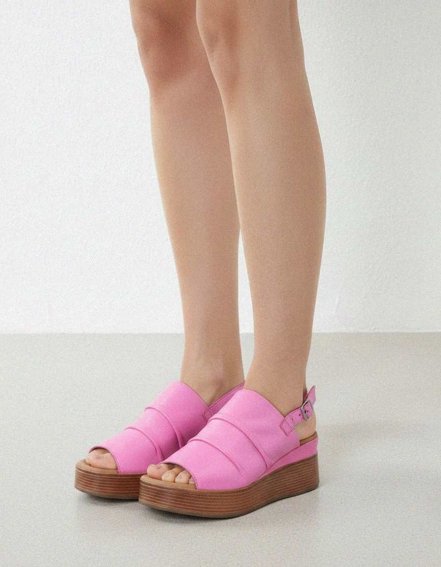 Pink Ruched Platform Slingback Sandals photo 2