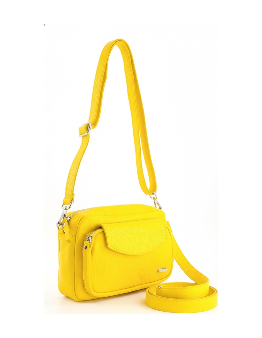 Vibrant Yellow Leather Crossbody Shoulder Bag photo 1