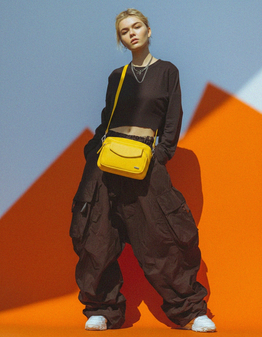 Vibrant Yellow Leather Crossbody Shoulder Bag photo 4