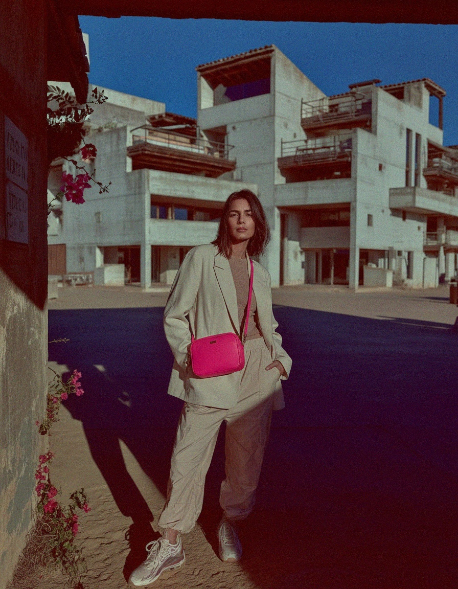 Vibrant Pink Pebbled Crossbody Bag with Gold Hardware photo 2