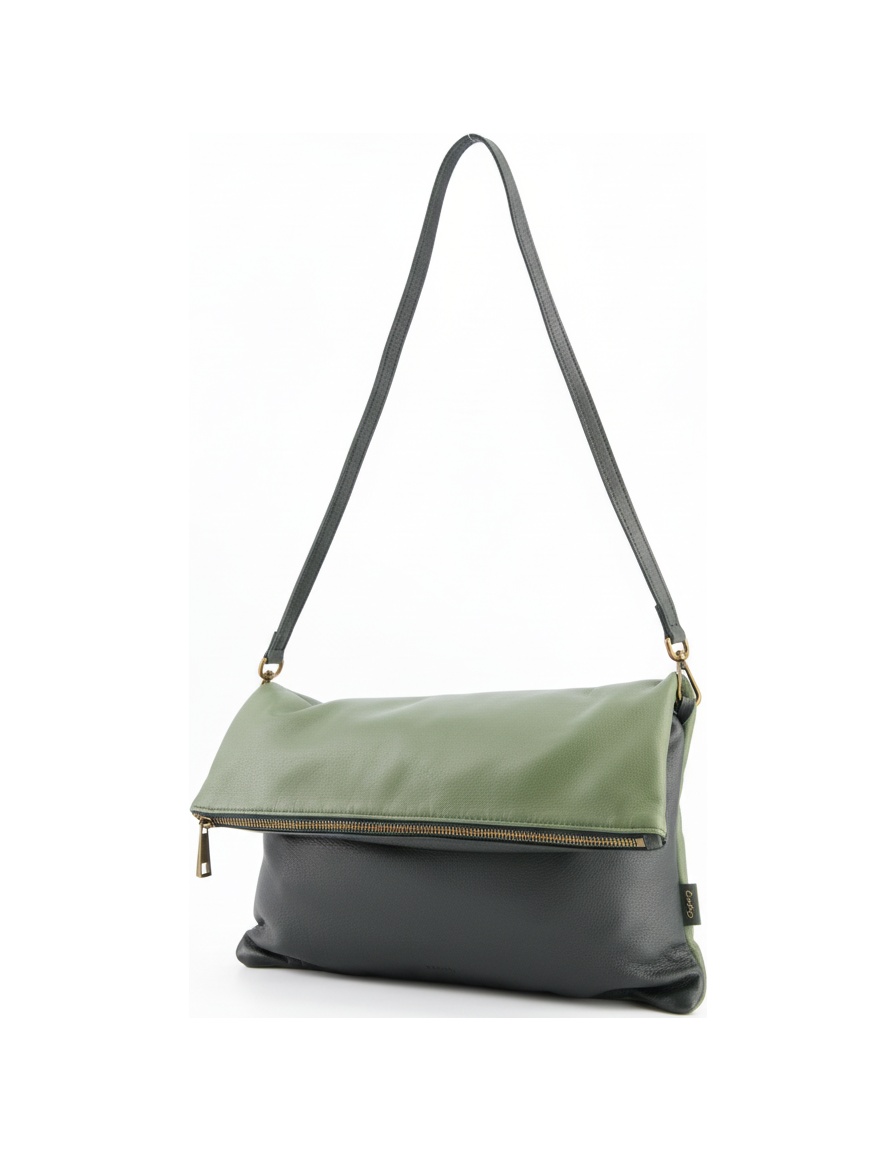 Two-tone Green Foldover Shoulder Bag photo 1