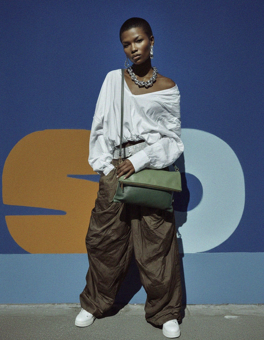 Two-tone Green Foldover Shoulder Bag photo 3