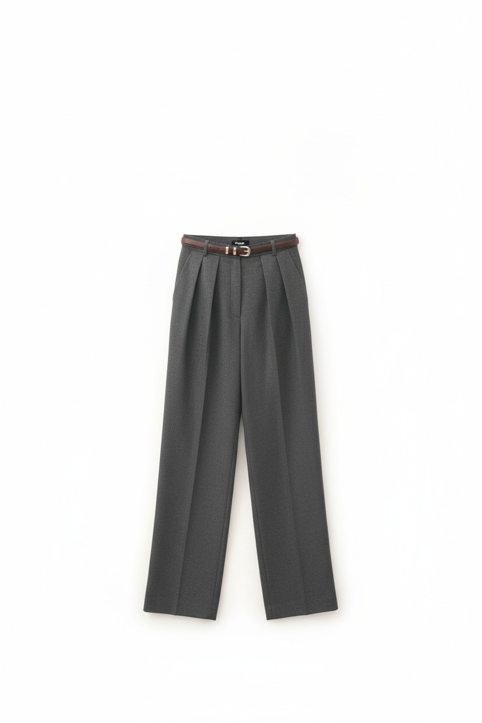 Grey Pleated Wide-Leg Trousers photo 1