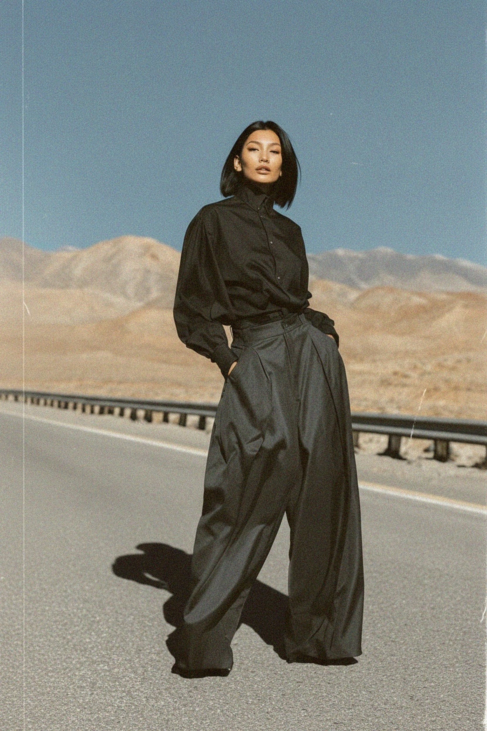 Grey Pleated Wide-Leg Trousers photo 2