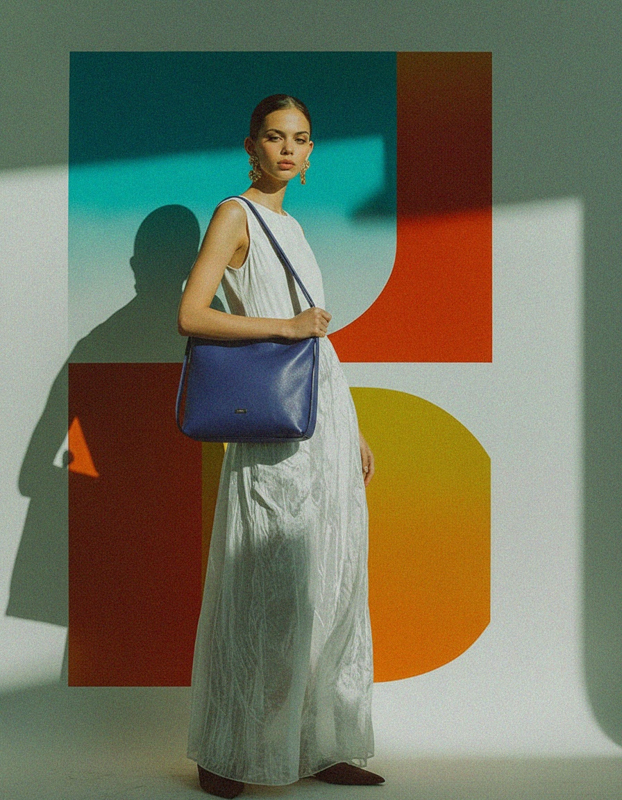 Elegant Blue Leather Shoulder Bag photo 2