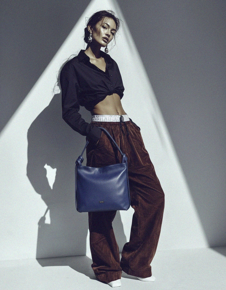 Elegant Blue Leather Shoulder Bag photo 4