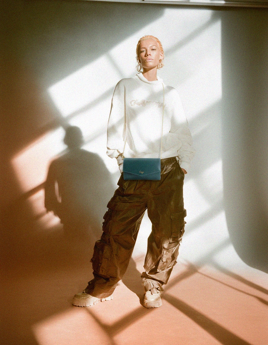 Chic Green Clutch Bag with Gold Chain Strap photo 3