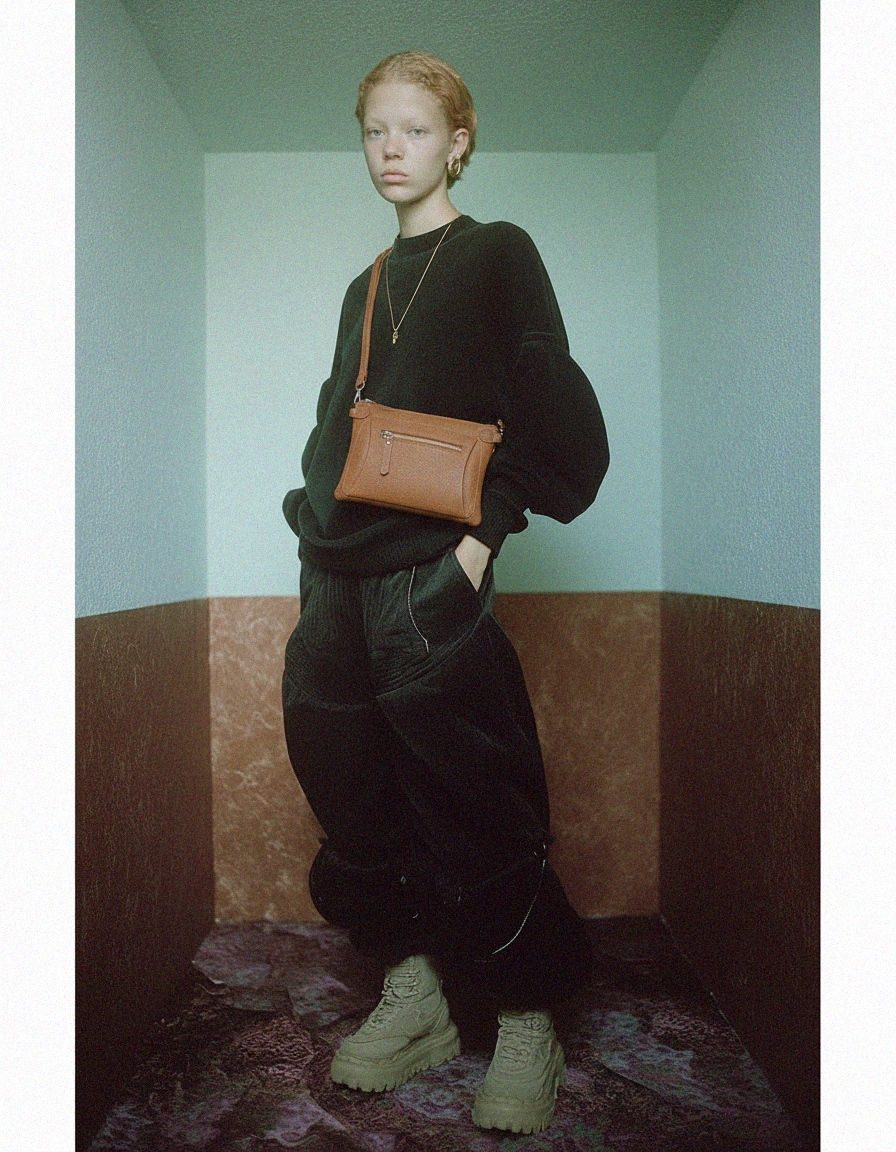 Brown Pebbled Leather Small Shoulder Bag photo 4
