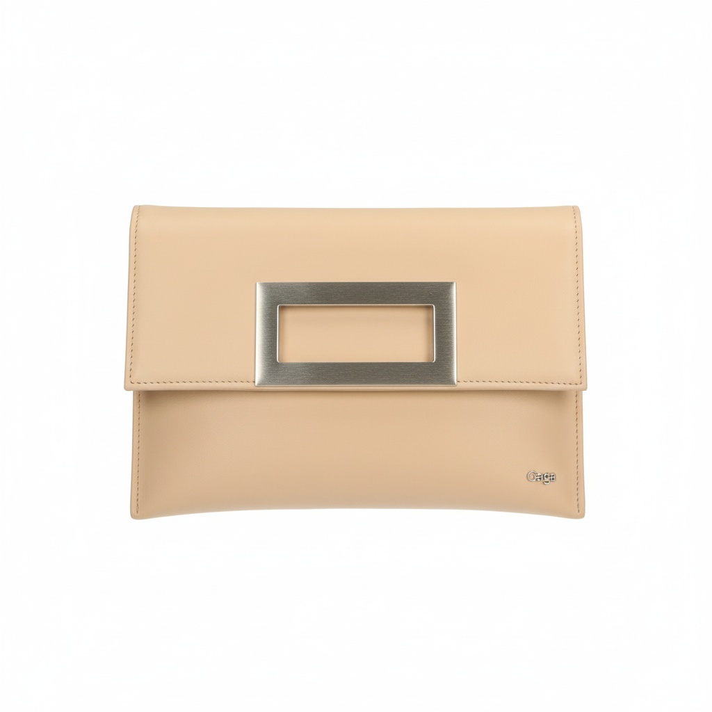 Venezia Beige Flap Clutch Bag with Metal Clasp photo 1