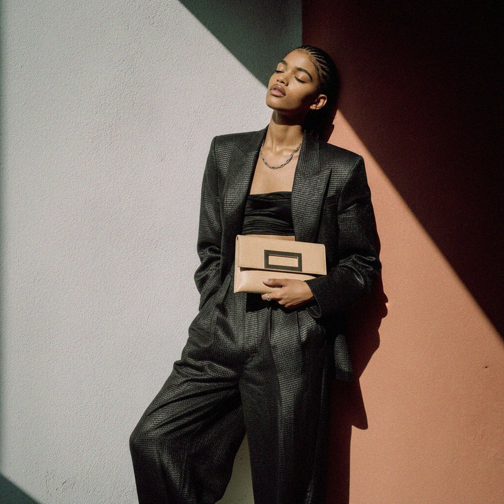 Venezia Beige Flap Clutch Bag with Metal Clasp photo 2