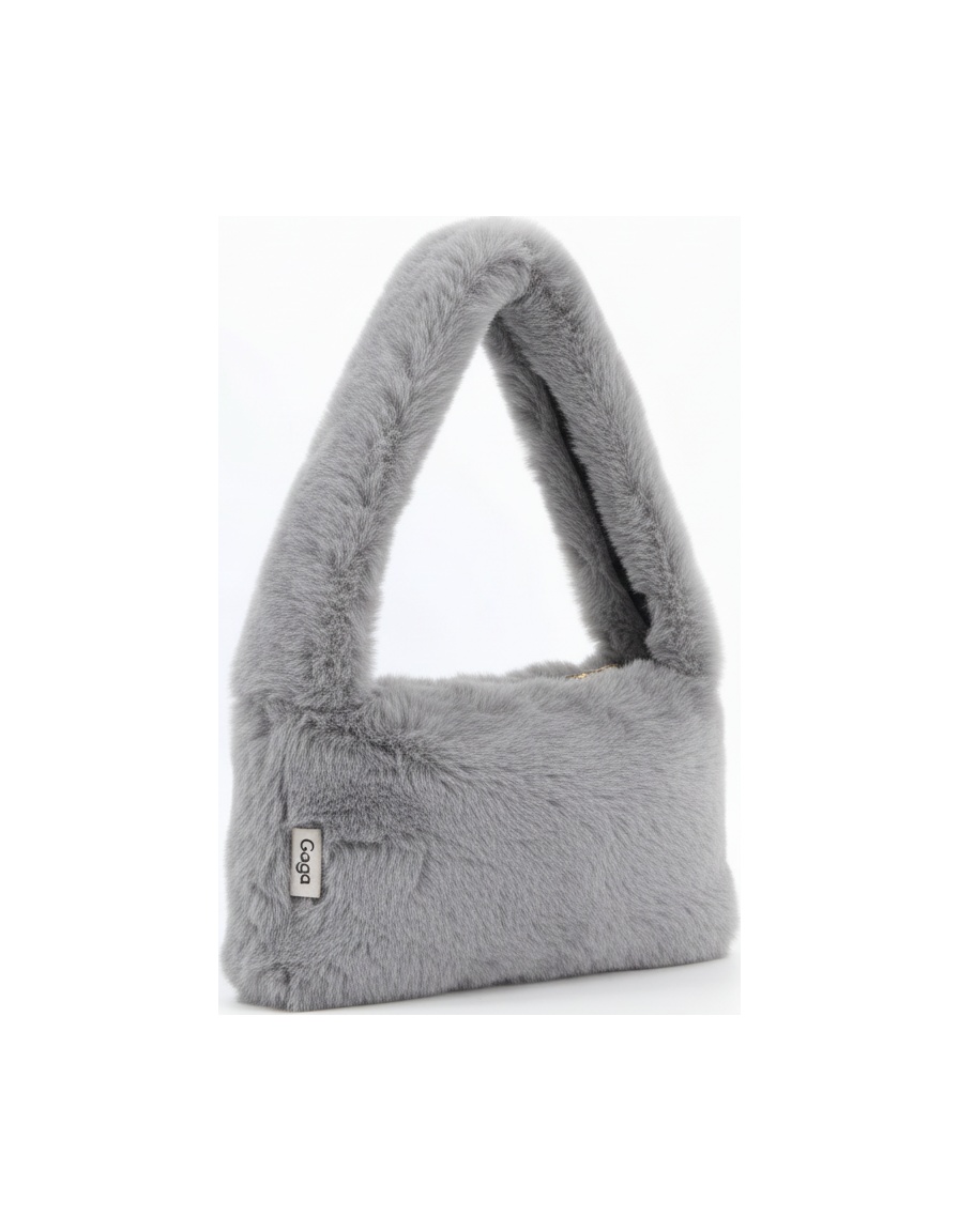 Chic Grey Faux Fur Handbag photo 1