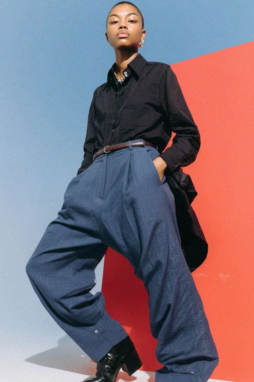 High-Waisted Pleated Wide-Leg Long Trousers photo 4