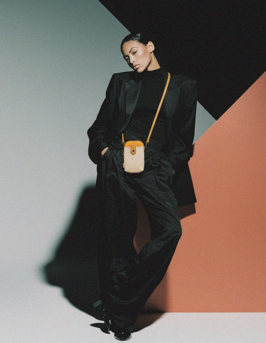 Chic Two-Tone Leather Mini Crossbody Bag photo 2