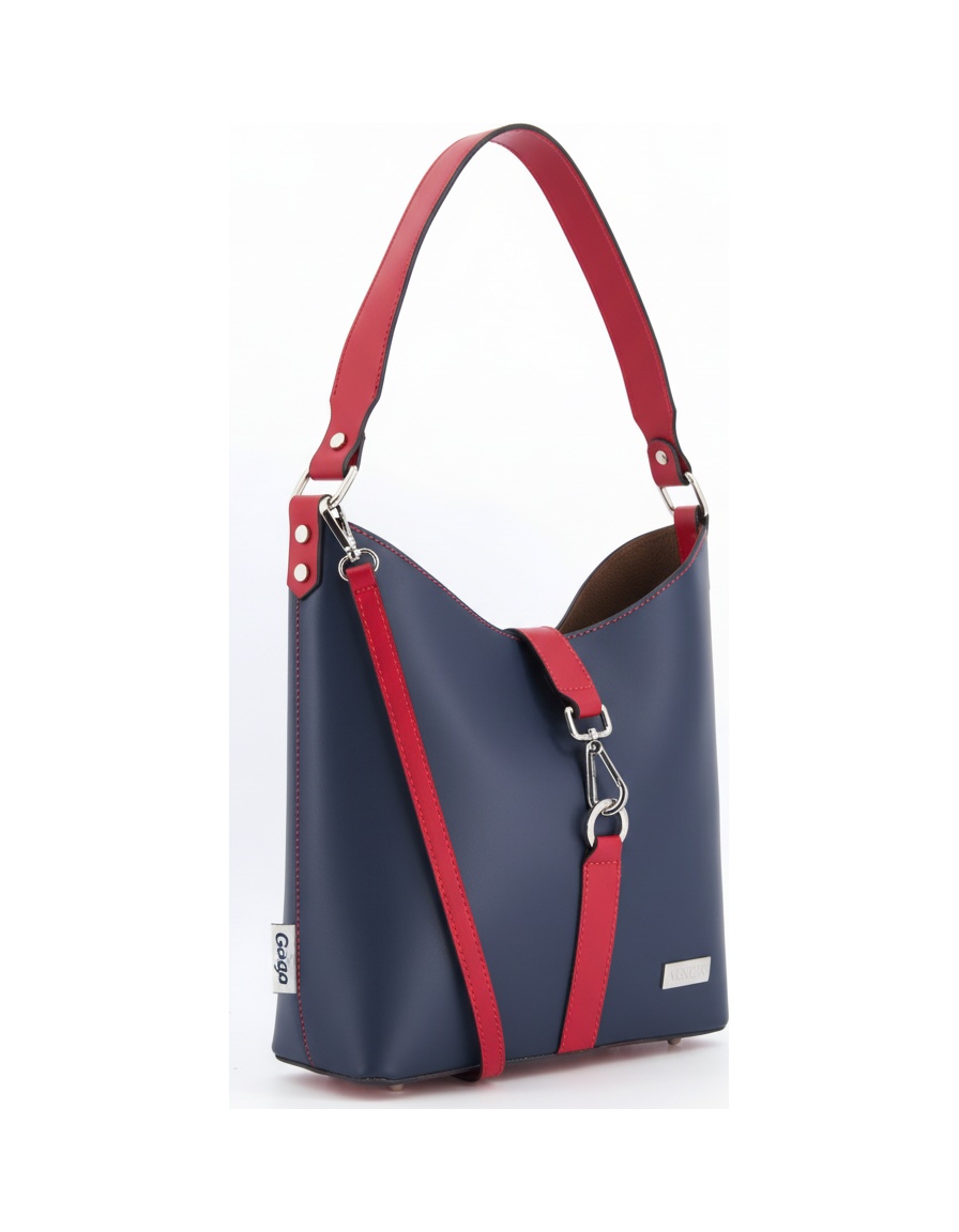 Navy Blue and Red Contrast Shoulder Bag photo 1