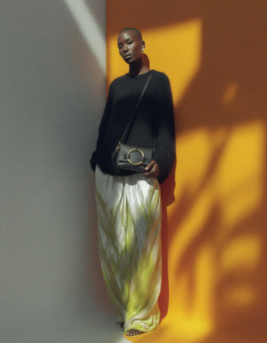 Black Crossbody Bag with Gold Ring Detail photo 2