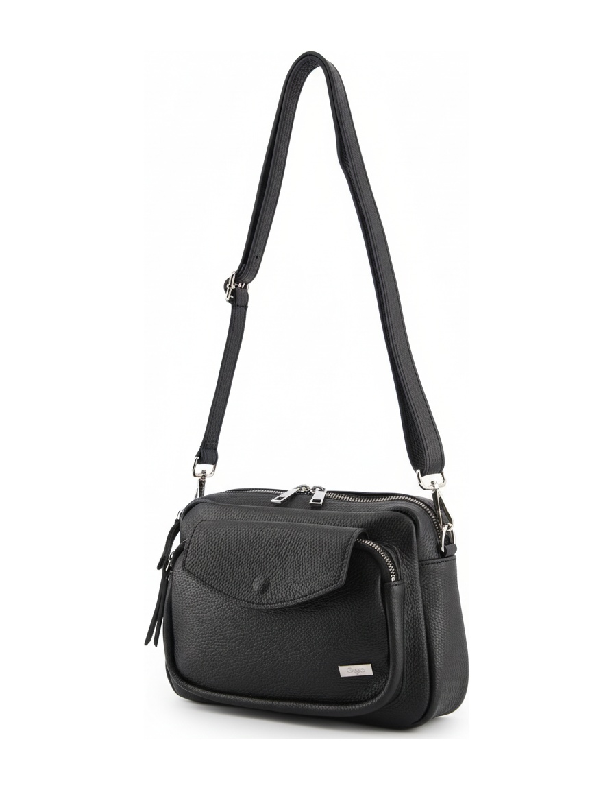 Black Textured Crossbody Bag with Adjustable Strap photo 1