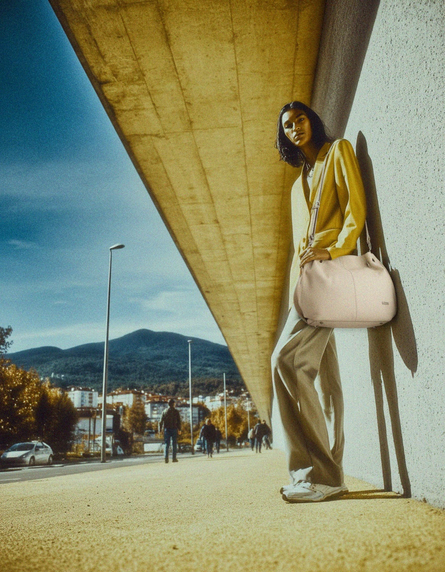 Elegant Beige Leather Shoulder Bag with Detachable Strap photo 2