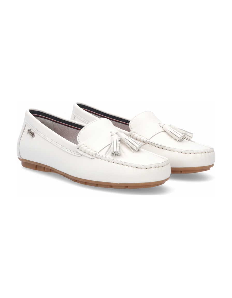 Classic White Leather Tassel Loafers photo 1