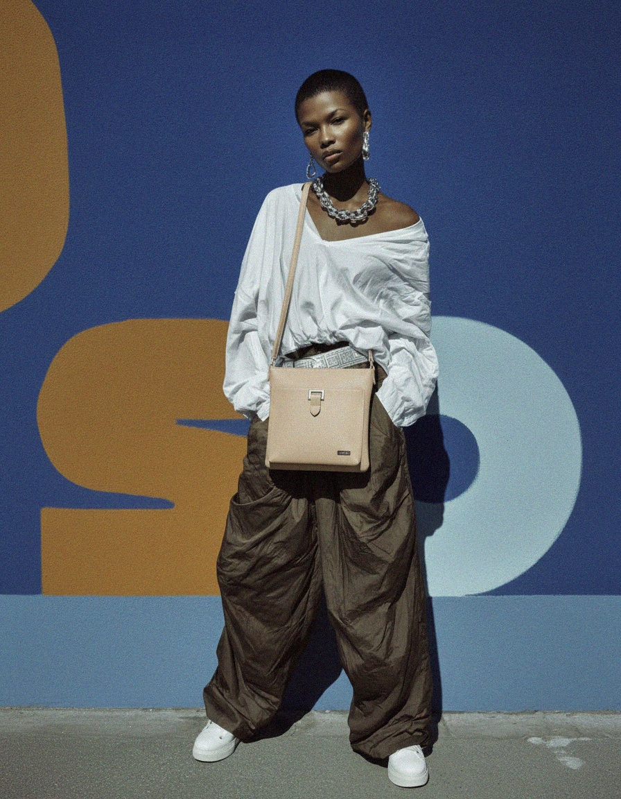 Beige Crossbody Bag with Front Pocket photo 2