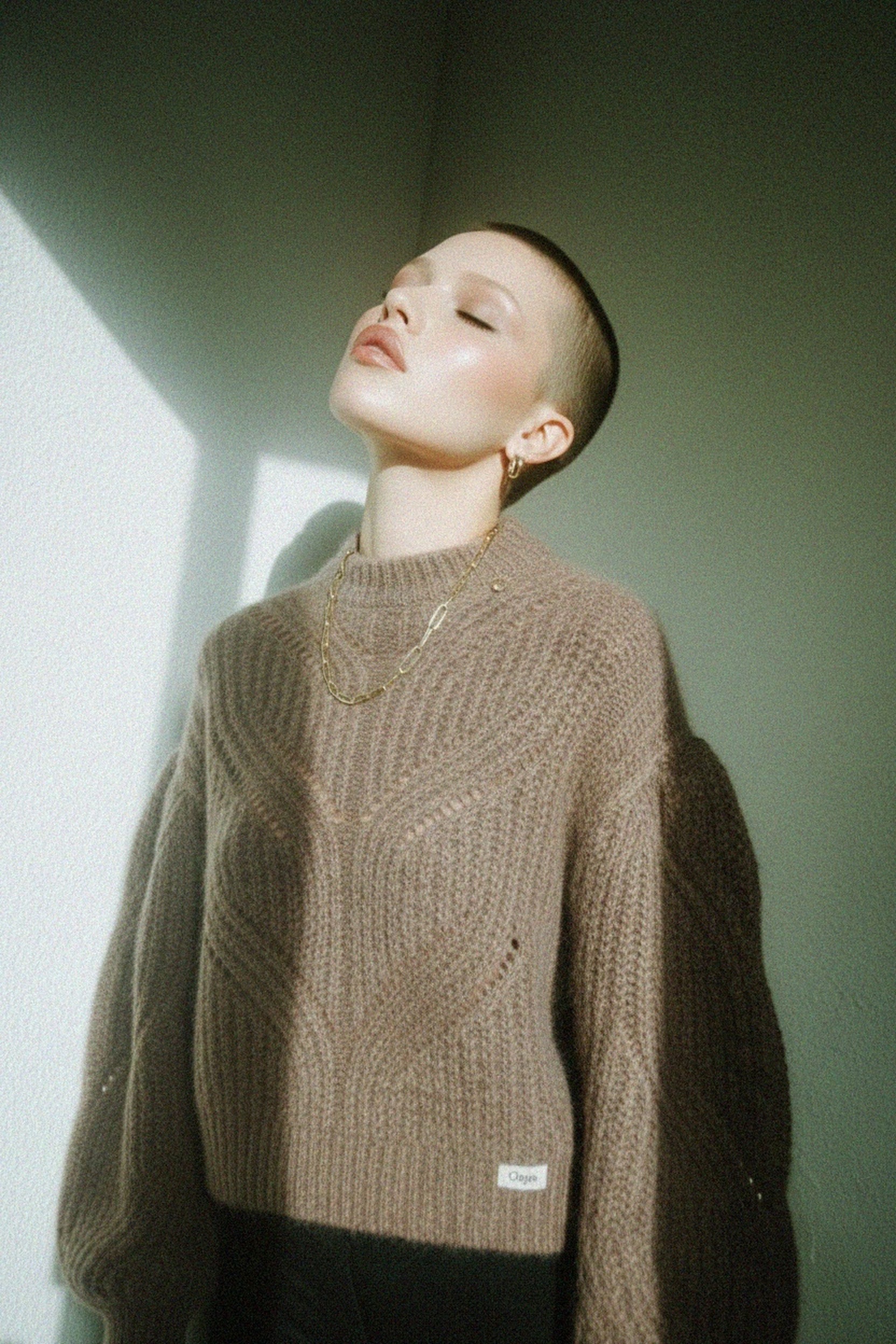 Textured Knit Sweater with Puffed Sleeves photo 2